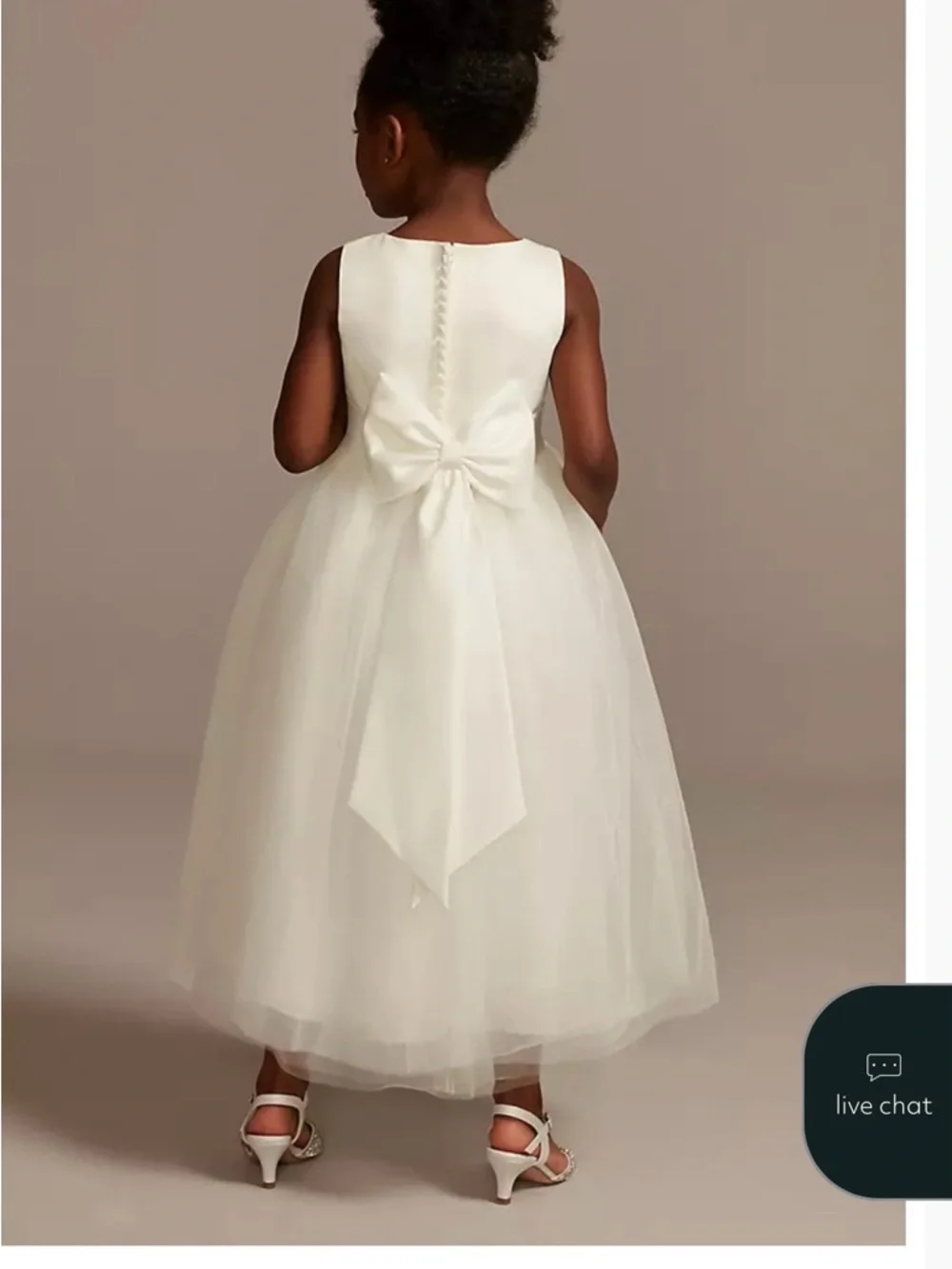 David's Bridal Girls Blush Pink Satin & Tulle Formal Dress - Picture 2 of 9